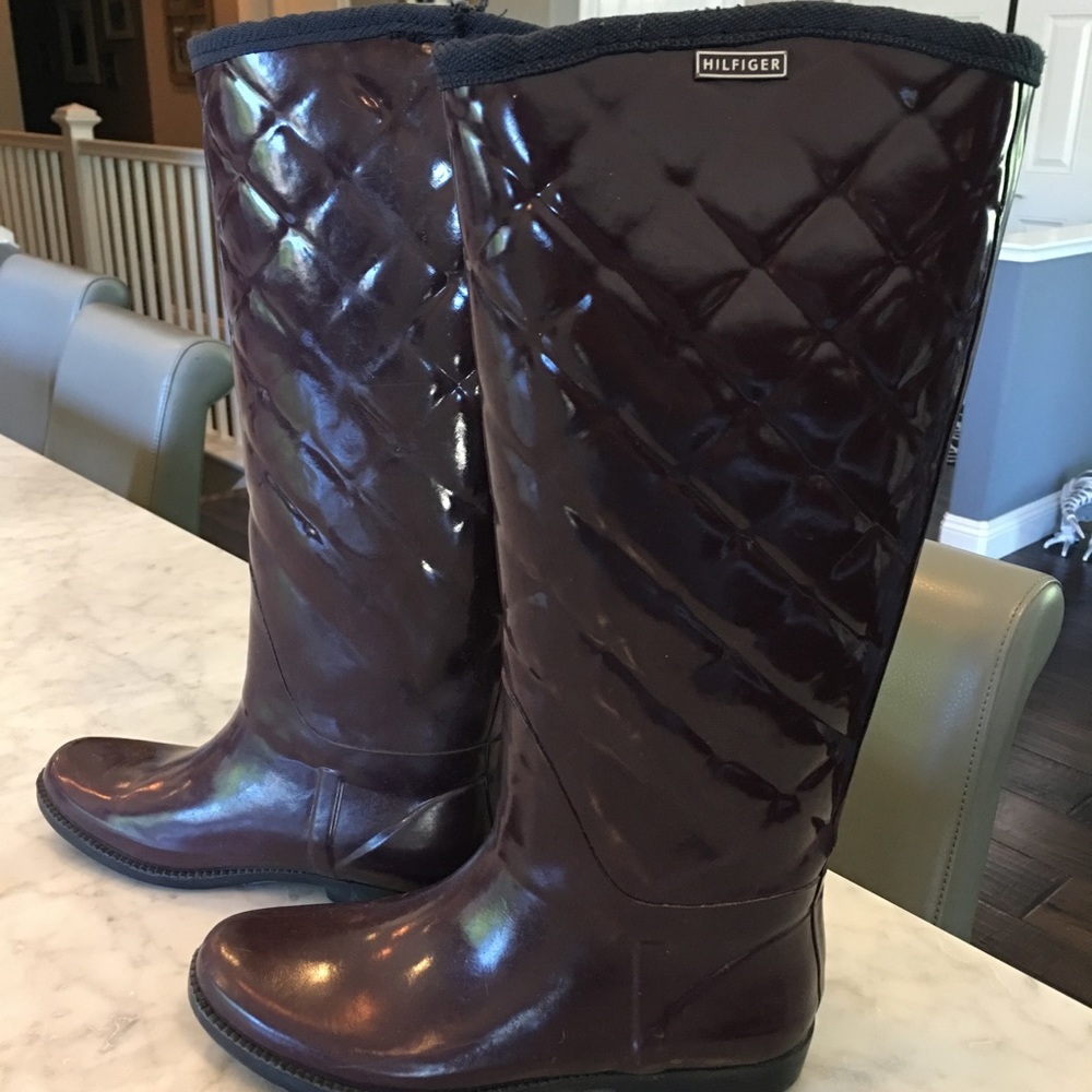 Tommy Hilfiger dark purple rain boots